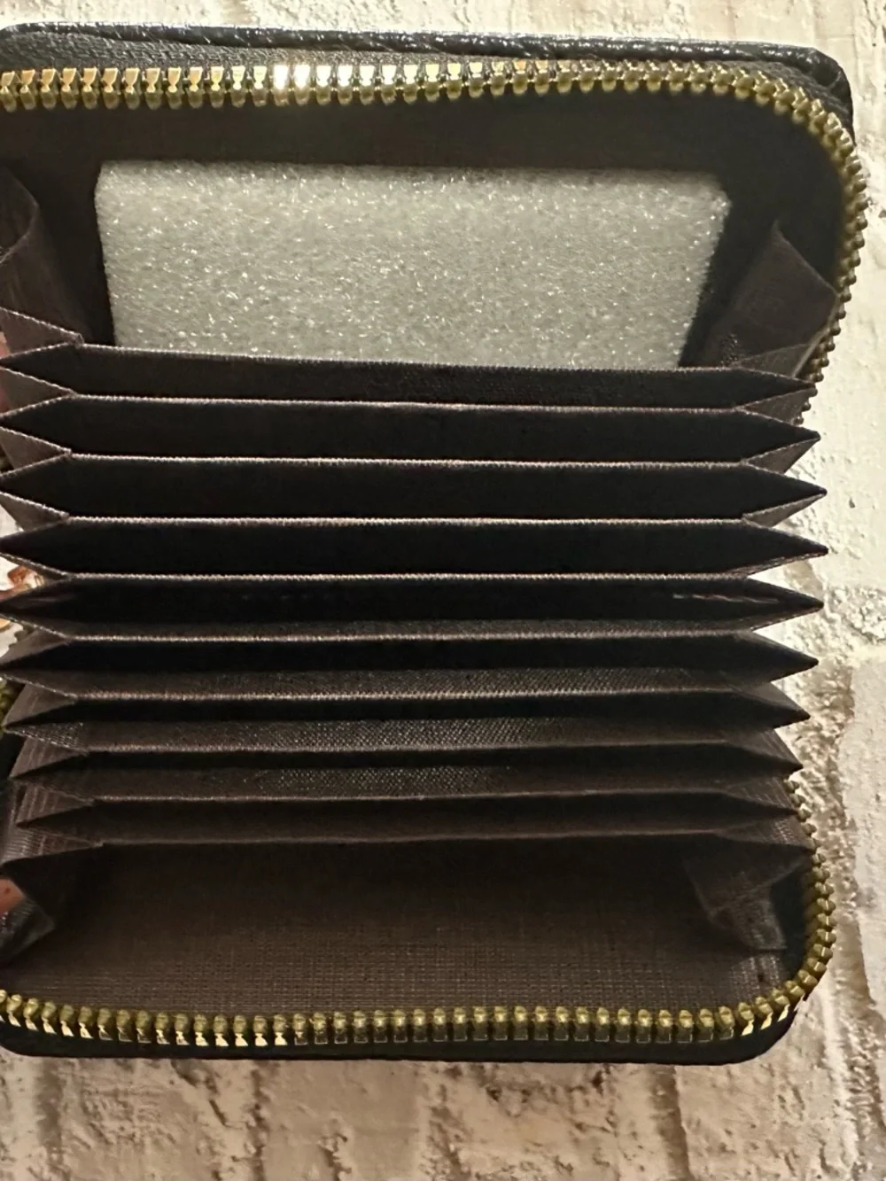 Black Zip Card Wallet - Gold Hardware RFID blocking